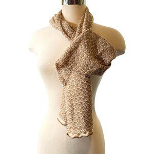 Kissy Kissy Baby Alpaca knit scarf brown cream Peru chevron print